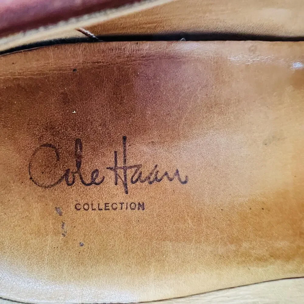Cole Haan Shoes Mens 10.5 Brown Leather Collection Woven Tassel Loafers Dress